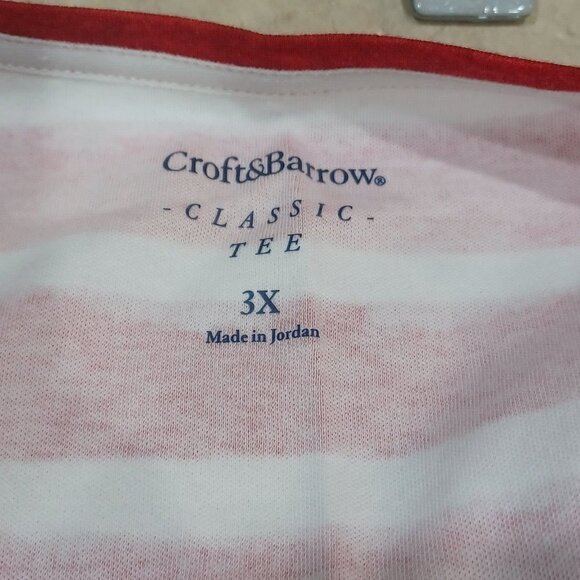 Croft & Barrow Classic Tee Women's 3X Red White Stripe 100% Cotton Crewneck NWT - Picture 5 of 9